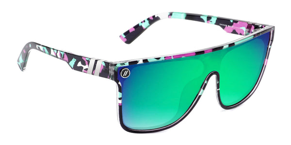Savage River Polarized Sunglasses - Teal Shield Sunglasses With Multi Color Tortoise Frames Sunglasses | $58 US | Blenders Eyewear